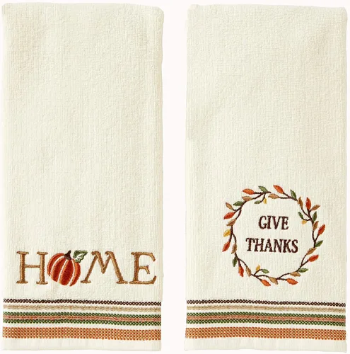 SKL Home Juego de toallas de mano para otoño, cosecha, otoño, dar gracias, hogar, para baño, cocina, bar y regalo, natural, 2 unidades