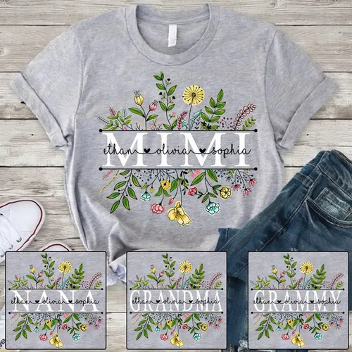 Miniatura 5 de Custom Mom Mimi and Grandkids Wildflowers Shirt, Customize Grandma Gifts, Gifts for Grandma Nana Gigi Oma Mamaw Yaya