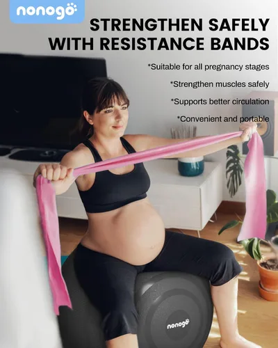 Miniatura 5 de nonogo Bola de parto para embarazo con bandas de resistencia, pelota de ejercicio para entrenamiento, yoga, terapia física, fisio de maternidad