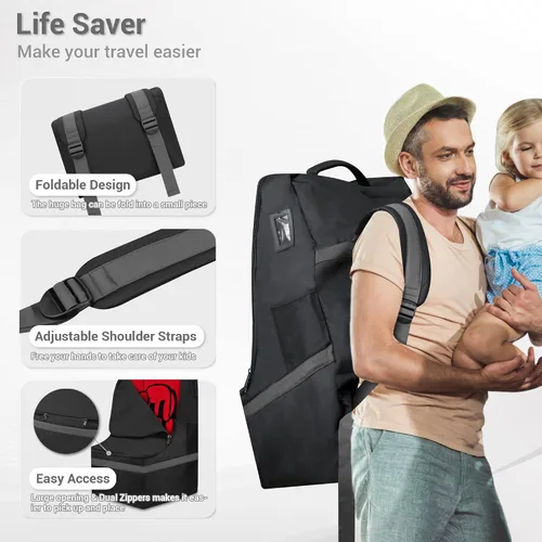 Miniatura 4 de Bolsa de viaje para asiento de automóvil, acolchada, cómoda, duradera, espaciosa, a cuadros, para asiento de automóvil, mochila 3 en 1, convertible