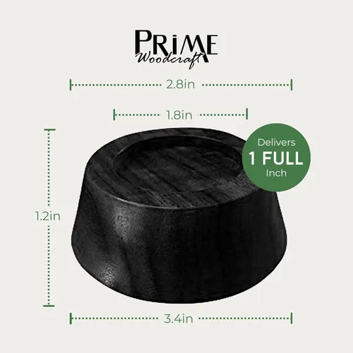 Miniatura 2 de Elevadores de madera de nogal para muebles, 1 pulgada de altura, 4 elevadores, color negro, elevadores de cama de alta calidad para limpieza