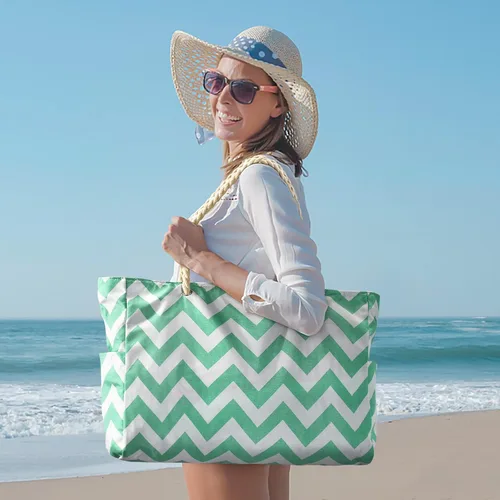 Miniatura 6 de Bolsas de playa para mujer, bolsa de playa grande impermeable con cremallera, bolsas de playa, impermeables, a prueba de arena, bolsa grande