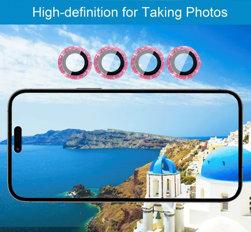Miniatura 5 de [3+1 compatible con iPhone 12, 12 mini, 12 Pro, protector de lente de cámara con purpurina brillante, cubierta de cámara de vidrio templado