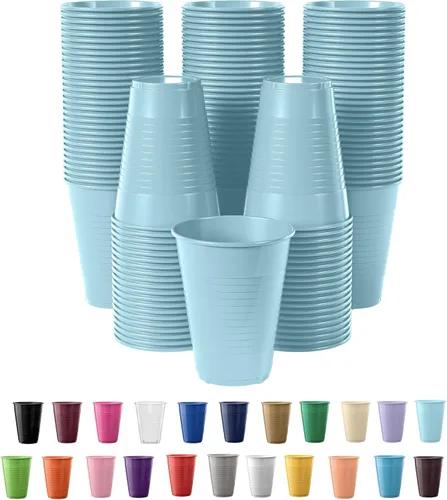 Miniatura 12 de Exquisitos vasos de plástico Party Solids de 12 onzas para suministros de fiesta, paquete de 50 vasos desechables amarillos de plástico, vasos