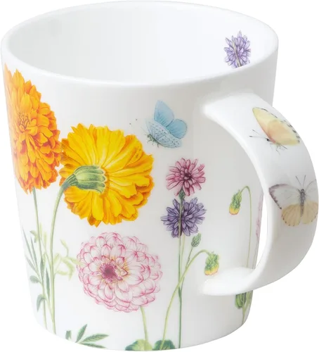 Miniatura 2 de Grace Teaware Taza de Café/Té de Porcelana de Hueso Individual de 16 Onzas en Caja de Regalo (Mariposa Dahlia)