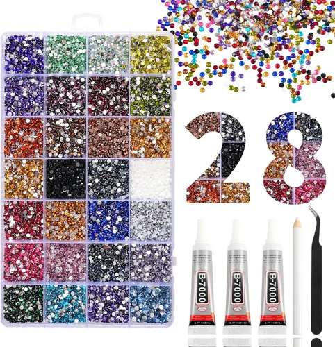 Miniatura 27 de 15000 diamantes de imitación con parte trasera plana para manualidades, cristales de colores mixtos de 0.118 pulgadas, gemas de resina con purpurina