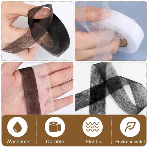 Miniatura 3 de Outus 2 rollos de cinta de dobladillo, cinta adhesiva para planchar sin coser para pantalones cada uno de 1/2 pulgada (70 yardas cada uno, negro)