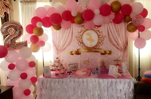 Miniatura 5 de Fondo de poliéster de 6 x 4 pies para decoración de fiesta de cumpleaños, suministros de fiesta de princesa, telón de fondo de ballet
