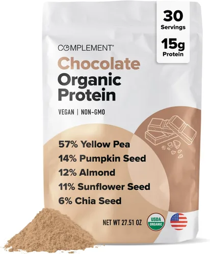 Miniatura 11 de Complement Proteína vegana de chocolate orgánico en polvo (15 porciones) baja en carbohidratos, baja en calorías, sin azúcar, sin soja, sin OMG, sin