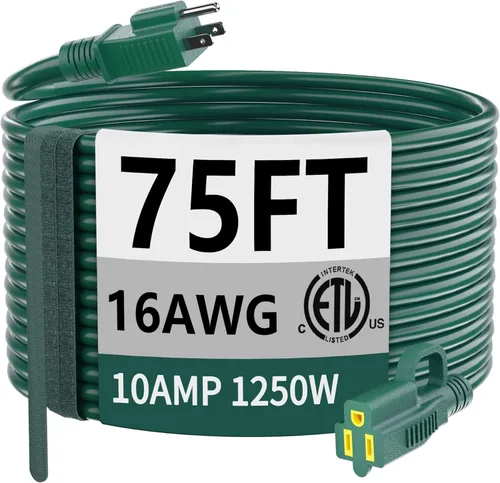 Miniatura 48 de HUANCHAIN Cable de extensión para interiores y exteriores, 50 pies, impermeable, calibre 16/3, flexible, resistente, cable de extensión para Amarillo