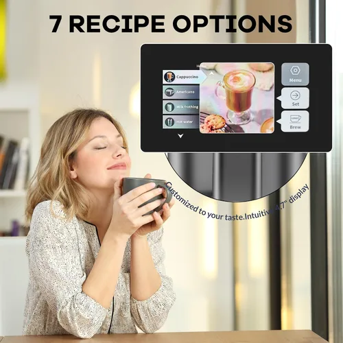 Miniatura 6 de Máquina de café espresso súper automática de 20 barras con espumador de leche, cafetera de café helado de grano a taza totalmente automática de café