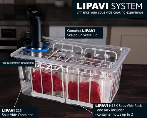 Miniatura 2 de LIPAVI Sistema Sous Vide Modelo NXC15-UNIR - con contenedor C15, estante N15X y una tapa universal - se adapta a prácticamente cualquier máquina