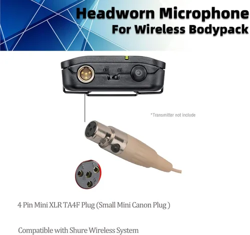 Miniatura 3 de Auriculares con micrófono discretos para colgar sobre la oreja, compatible con transmisor Shure Wireless System, ideal para conferencias