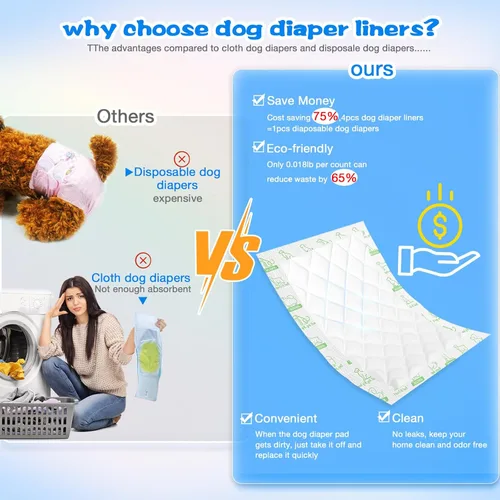 Miniatura 4 de Forros para pañales de perro 100 unidades súper absorción almohadillas desechables reforzadoras para pañales de perro a prueba de fugas para hembras