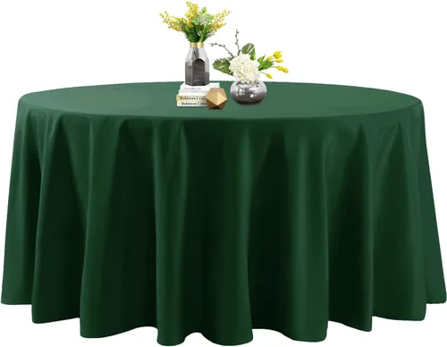 Miniatura 108 de Mantel de poliéster lavable de 90 pulgadas, resistente a las manchas y a las arrugas, mantel decorativo para mesa de comedor, fiestas de bufé y Negro