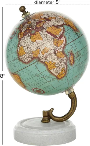 Miniatura 6 de Deco 79 Globo de mármol con base de mármol, 5' x 5' x 8', verde azulado