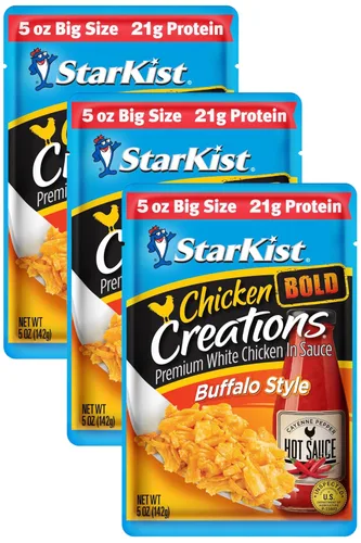 Miniatura 111 de StarKist Chicken Creations BOLD - Bolsa estilo búfalo (5 onzas, 12 unidades) Carne blanca totalmente cocida con alto contenido de proteínas, sin