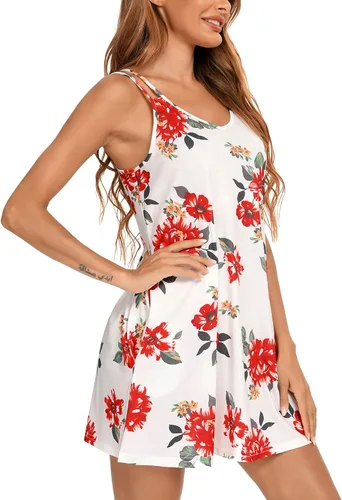 Miniatura 5 de Camisón estampado para mujer, camisón sin mangas, talla grande, ropa de dormir con bolsillos, tallas S-3XL