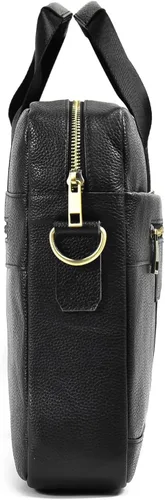 Miniatura 9 de Maletín de cuero genuino para hombres, bolso de hombro para computadora portátil con correa, bolso de trabajo de viaje de negocios de 15.6 pulgadas