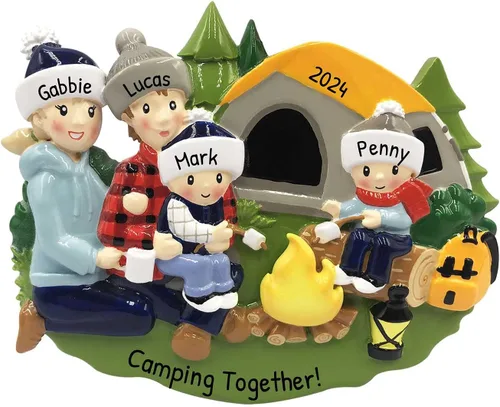 Miniatura 6 de Adorno personalizado en 3D de nuestra primera Navidad 2025 para parejas, para campamento, malvaviscos, para parejas, 2025, familia de 2 al aire