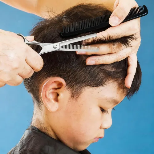 Miniatura 6 de Fcysy - Kit de tijeras de corte de pelo para niños, 6 pulgadas, punta redonda, tijeras de corte de pelo, tijeras de adelgazamiento, suministros