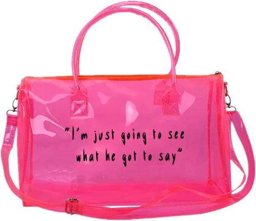 Bolsa de gimnasio transparente para mujer, bolsa de PVC transparente, bolsa de lona grande para deportes, bolsa de gelatina de color caramelo