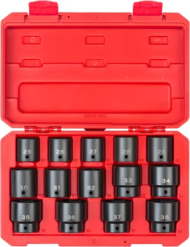 Miniatura 13 de TEKTON Juego de llaves de impacto de 6 puntos poco profundas de 1/2 pulgada con funda, 23 piezas (0.394-1.260 in) SID92322 Sólo herramienta