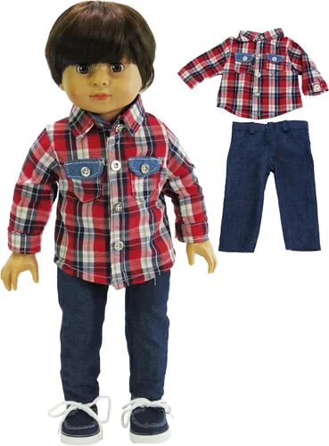 Miniatura 2 de American Fashion World Camisa de manga larga para muñecas de 18 pulgadas de Bulldog League para niños, calidad premium y diseño moderno, ropa