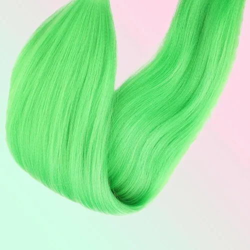 Miniatura 4 de Extensiones de cabello para trenzar verde+verde claro, preestiradas, 2 paquetes, con cabello plumoso pre-trenzado, extensiones de cabello