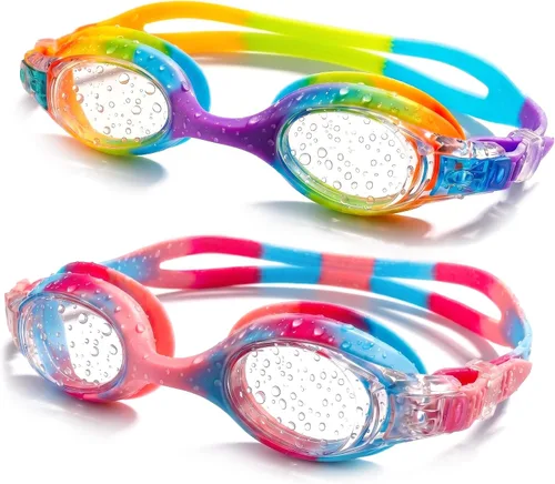 Miniatura 8 de 2 Pack Kids Swim Goggles for Toddlers 6-14(8-12), Anti-Fog UV Protection No Leak Swimming Glasses for Boys Girls Rosa y amarillo