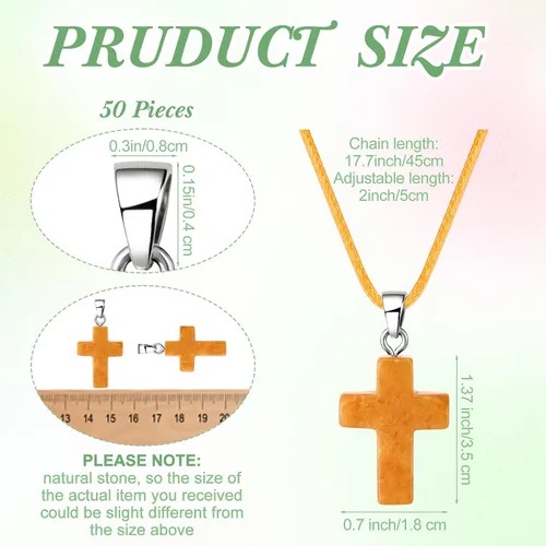 Miniatura 2 de Hicarer 25/50/75 piezas de collares de cruz de Pascua, dijes de piedra con cruz de piedra preciosa, colgante de cristal para aretes, pulseras