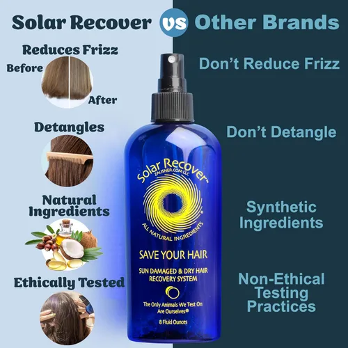 Miniatura 6 de Solar Recover Acondicionador natural para cabello dañado por el sol, spray sin enjuague (8 onzas), desenredante hidratante para cabello seco y dañado