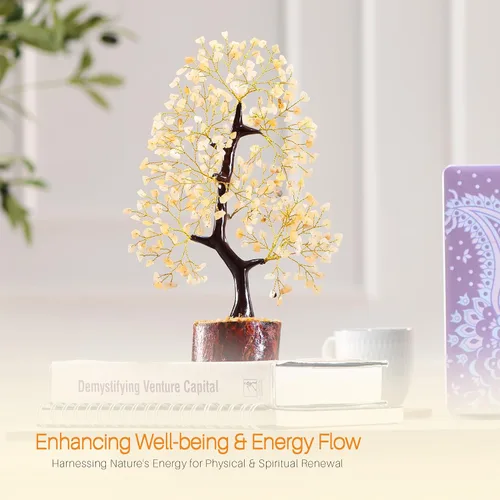 Miniatura 4 de Árbol de cristal de aventurina amarilla, árbol de piedras preciosas, cristales curativos y piedras, decoración de escritorio de árbol de gemas