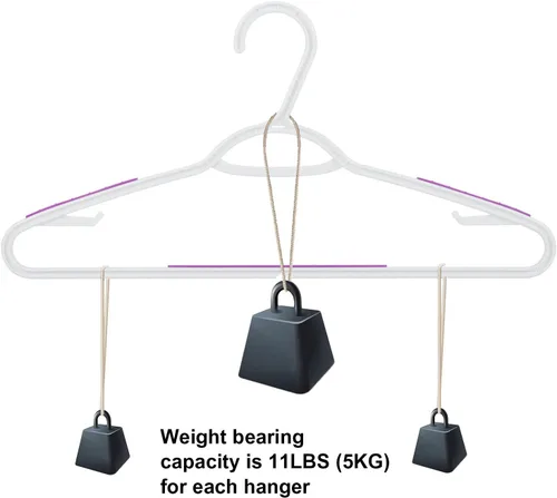 Miniatura 6 de Paquete de 30 perchas de plástico flexibles, ligeras, antideslizantes, para ropa, trajes, color morado Paquete de 30 púrpura