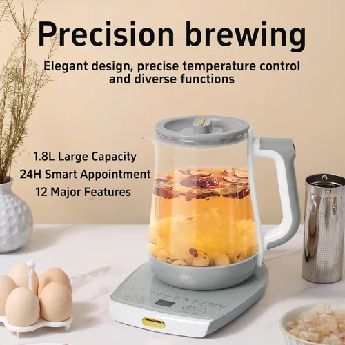 Miniatura 3 de Olla de salud, oficina, hogar, hervidor eléctrico con infusor, control de temperatura, 12 procedimientos funcionales para frutas, té y café
