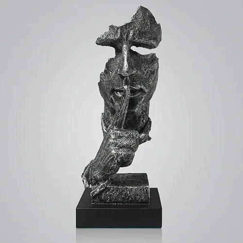 Miniatura 8 de fazhongfa Estatua de pensador – Silence is Gold - Decoración moderna creativa de arte abstracto, esculturas de resina, decoración de habitación