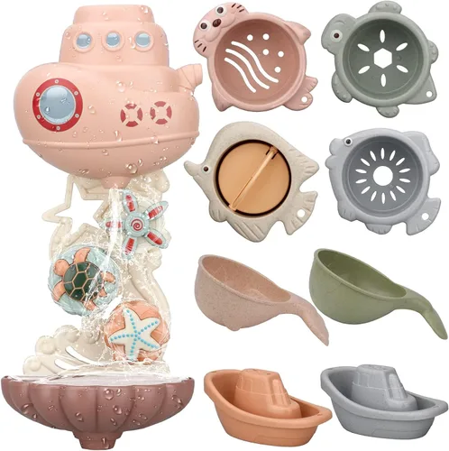 Juguetes de baño para niños de 1 a 3 años y niños pequeños de 2 a 4 años - Juego de bebés para bebés de 6 a 12 meses - Juego de juguetes de bañera