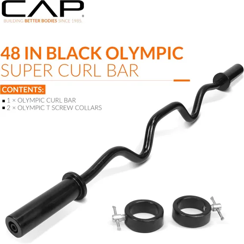 Miniatura 2 de CAP 48" Olympic Super Curl Bar Heavy Duty Solid Steel, 500 lb Capacity