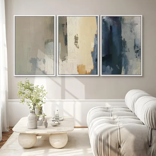 Miniatura 88 de SIGNWIN Lienzo enmarcado para pared, arte con pinceladas de flujo neutro en tonos beige abstractos, ilustraciones, arte moderno, decorativo