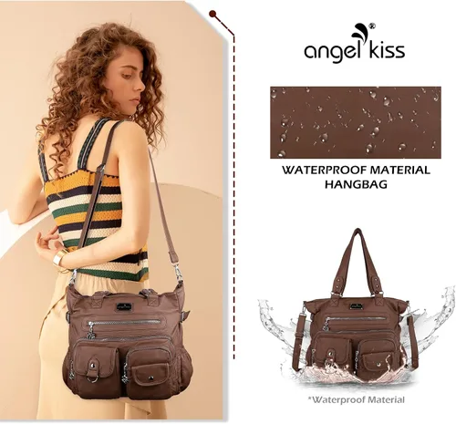 Miniatura 6 de Angel Kiss Monederos y bolso de mano para mujer, bolso de hombro de piel sintética suave para mujer, bolso de mano con asa superior
