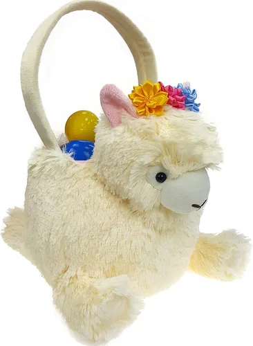 Miniatura 3 de Cesta de felpa de alpaca 3D, cesta de caza de huevos de Pascua, lindas cestas de felpa de animales para decoraciones de Pascua, suministros