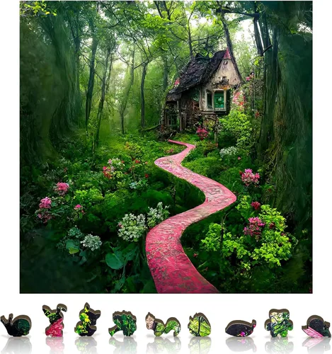 ZenChalet - Blooming Path Rompecabezas de madera de 500 piezas para adultos - Rompecabezas inspiradores de corte de madera, ideal para regalos o