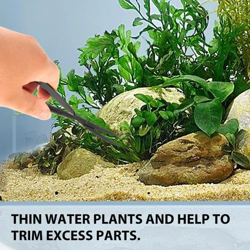 Miniatura 6 de POPETPOP Tijeras curvadas de acuario de 6.1 pulgadas, tijeras de hierba para agua, acción de precisión con resorte para paisajismo acuático y poda