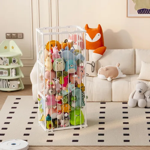 Miniatura 9 de Almacenamiento de animales de peluche de metal, soporte grande para animales de peluche con cordón elástico, almacenamiento de zoológico de animales