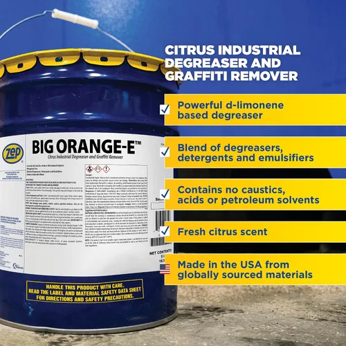 Miniatura 2 de Zep Big Orange-E - Líquido desengrasante cítrico resistente, 5 galones (1 unidad), 48535 - Fuerza industrial formulada con desengrasantes orgánicos