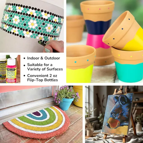 Miniatura 4 de DecoArt Juego de pintura para exteriores para patio, 24 colores pastel (botellas de 2 onzas líquidas), pinturas permanentes resistentes a la Multi