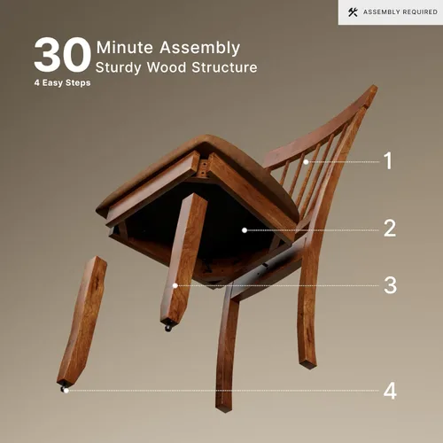 Miniatura 7 de Signature Design by Ashley Berringer Sillas de comedor con respaldo de husillo de 18" (juego de 2) – Marrón claro rústico con asiento acolchado