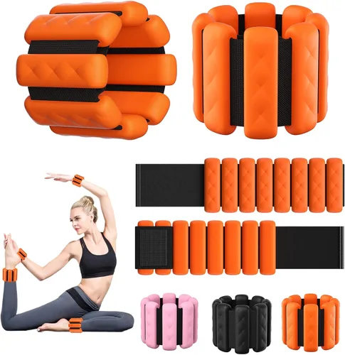 Miniatura 14 de Pesas de muñeca y tobillo de Pilates para mujeres - Brazaletes con peso ajustables para hombres, bandas de brazo con peso de 2 libras, pesas de pie