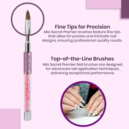 Miniatura 3 de Mia Secret PREMIER - Pinceles de uñas 100% Kolinsky, fabricados en Estados Unidos, Prenium, pinceles para arte de uñas (rosa, 4 o (3D))