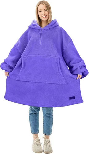 Miniatura 18 de Solaris Manta de gran tamaño con capucha y bolsillo para mascotas, cálida y súper suave y acogedora sudadera Sherpa con capucha para mujeres